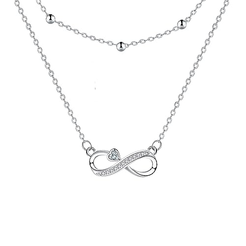 Hifeeled Unendlichkeit Kette Damen 925 Sterling Silber Halskette Original Frauen Schmuck Weihnachten Geschenke für Mutter Ehefrau Tochter von Hifeeled