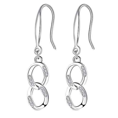 Hifeeled Unendlichkeit Ohrringe Silber 925 Damen Infinity Baumel Ohrringe mit Zirkonia für Frauen Schmuck Geschenk von Hifeeled