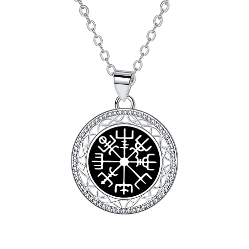 Hifeeled Wikinger Halskette Silber 925 Damen Keltischer Knoten Kette Wikinger Kompass Anhänger Original Amulett Schutz Halskette für Frauen Schmuck Geschenk Hifeeled Wikinger Halskette Silber 925 Damen Keltischer Knoten Kette Wikinger Kompass Anhänger Original Amulett Schutz Halskette für Frauen Schmuck Geschenk von Hifeeled