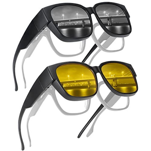 2 Stück Überzieh Sonnenbrille Herren Damen, Fit Over Brille Überbrille für Brillenträger Polarisiert UV400 Überziehbrille 2 Stück Überzieh Sonnenbrille Herren Damen, Fit Over Brille Überbrille für Brillenträger Polarisiert UV400 Überziehbrille von Hifot