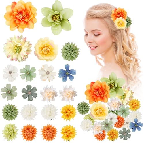 21 Stücke Hawaii Bunte Haarspangen Damen, Gelb Grün Blume Haarklammern Mädchen, Haarclips Kinder Blume Haarschmuck für Frauen Party Haarstyling Haarnadeln Hochzeit Haar Accessoire von Hifot