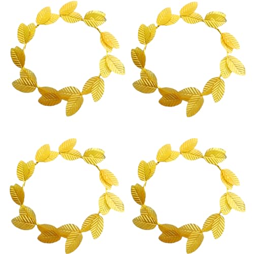 4 Stück Lorbeerkranz Kopfschmuck Gold Blatt Stirnbänder Römischer Griechische Göttin Kostüm Haarreif Fasching Damen Kopfschmuck Krone Gold für Herren Partys Cosplay Karneval von Hifot