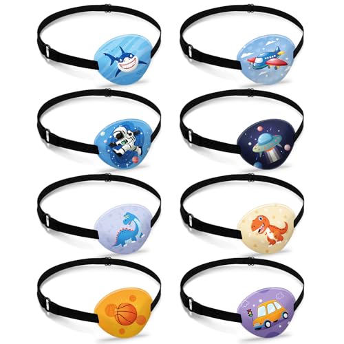 8 Stück Amblyopie Augenklappen Kinder Junge, Amblyopia Kinder Korrektur orthoptischer augenklappe medizinisch für Schielens mit Schnalle,Brille Cover Eye Patch für Lazy Eye von Hifot