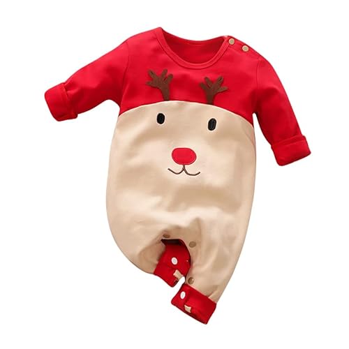 Baby Strampler Weihnachten Weihnachtsoutfit,Strampler Junge Mädchen,Neugeborenes Santa Elfen Schlafstrampler mit Hut Weihnachts Party Kleidung Set von Hifot