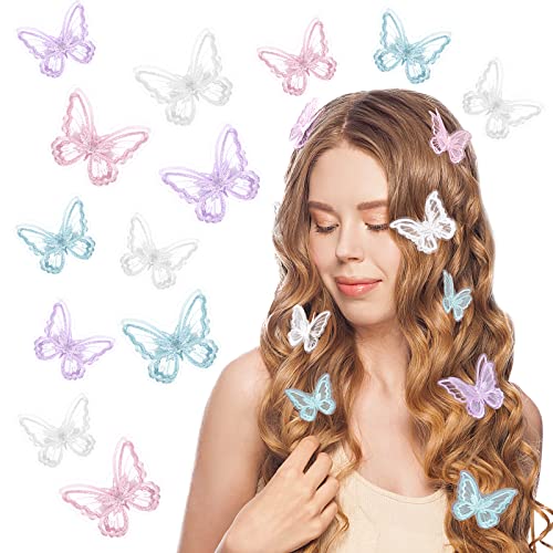 HIFOT 18pcs Schmetterling Haarspangen Damen Mädchen, Blume Haarklammer Bunte Haarspangen Kinder Haarclips Haarnadeln Hochzeit Krokodilklemmen Haare（Weiß, Lila, Blau, Pink） von Hifot