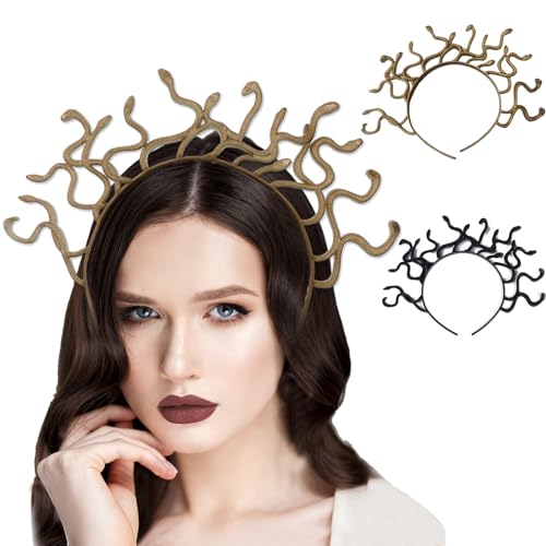 HIFOT 2 Stück Medusa Kopfschmuck Schlangen Haarreif Stirnband Damen Tag Der Toten Fasching Haarschmuck Halloween Kostüm für Karneval Maskerade Party von Hifot