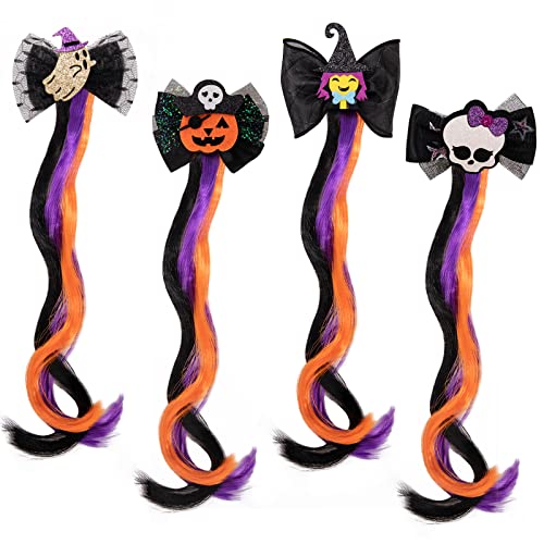 HIFOT 6 Stück Haarverlängerung Clips Glattes Haar, Halloween Mädchen Haarschmuck, Bunte Haarteile Synthese Party Ankleiden von Hifot