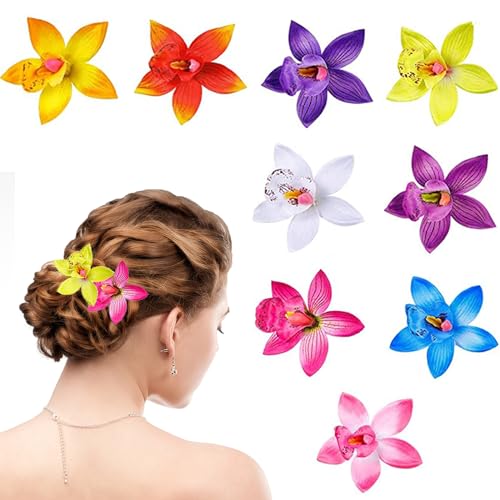 HIFOT 9 Stücke Hawaii Bunte Haarspangen Damen, Blume Haarklammern Mädchen, Orchideen Haarclips Kinder Haarschmuck für Frauen Party Haarstyling Haarnadeln Hochzeit von Hifot