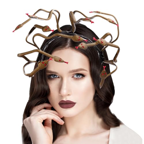 HIFOT Medusa Kopfschmuck Medusa Schlangen Haarreif Stirnband Damen Schwarz Tag Der Toten Haarreif Fasching Haarschmuck Halloween Schlangen Kopfschmuck Medusa Kostüm Für Karneval Maskerade Party von Hifot