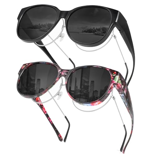Hifot 2 Paare Polarisierte Überzieh Sonnenbrille Damen Herren, Übergroßer Rahmen Sonnenbrille Über Normale Brille mit UV400 Schutz, Polarisierte Überbrille Sonnenbrillen für Brillenträger Hifot 2 Paare Polarisierte Überzieh Sonnenbrille Damen Herren, Übergroßer Rahmen Sonnenbrille Über Normale Brille mit UV400 Schutz, Polarisierte Überbrille Sonnenbrillen für Brillenträger von Hifot