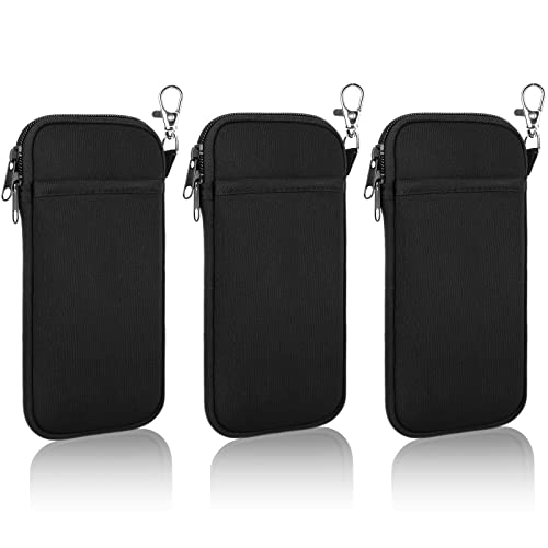 Hifot 3 Stück Doppel Brillenetui Weich, Ultraleichter Neopren Reißverschluss Brillenetui, Tragbaren Lesebrillen Beutel Tasche mit Gürtelclip für Damen Herren Unisex von Hifot