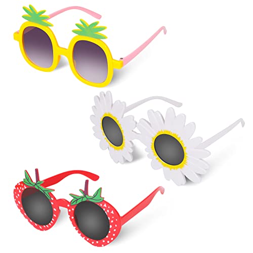 Hifot 3 Stück Kinder Sonnenbrille, Kunststoffrahmen Blumen Sonnenbrille Party Dress up Brillen für Mädchen Jungen von Hifot