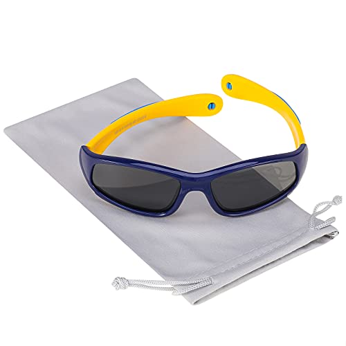 Hifot Baby Junge Mädchen Sonnenbrille, UV Schutz polarisierte Kleinkind Sonnenbrille, Flexible Kinder Sonnenbrillen - Alter 6 Monate bis 3 Jahre (Navy blau) von Hifot