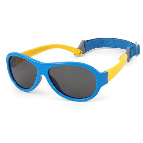 Hifot Baby Sonnenbrille Polarisierte Sportbrille für Jungen Mädchen,Neugeborene UV400 Schutz Flexible Kinder Sonnenbrille mit mit Verstellbarem Riemen 0-36 Monate von Hifot