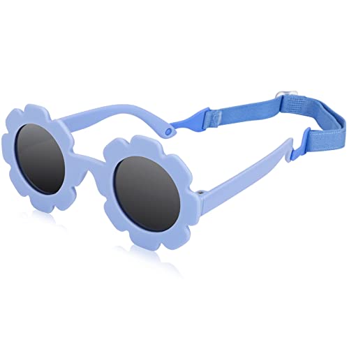 Hifot Baby Sonnenbrille mit Riemen für Mädchen Jungen, Polarisierte Kleinkind Sonnenbrille UV400 Schutz Weicher Silikonrahmen faltbar Sonnenbrillen Alter 6 Monaten bis 2 Jahre von Hifot