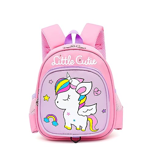 Hifot Einhorn Rucksack Kinder Mädchen, Kawaii Rucksack Kindergarten Leichter Kleinkindrucksack mit Brustgurt Buchtasche für Einhörner Geschenke Xmas von Hifot