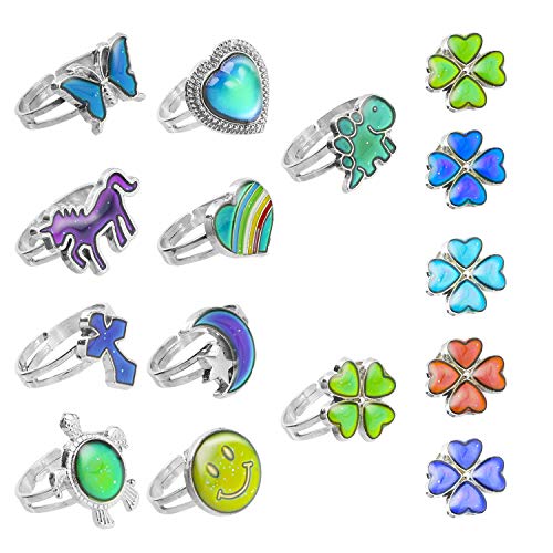 Hifot Farbwechsel Ringe Schmuck Set 10 Stück, Verstellbare Stimmungs Ringe für Kinder Damen Mädchen, Fingerringe Geschenk Partyzubehör Gastgeschenke von Hifot