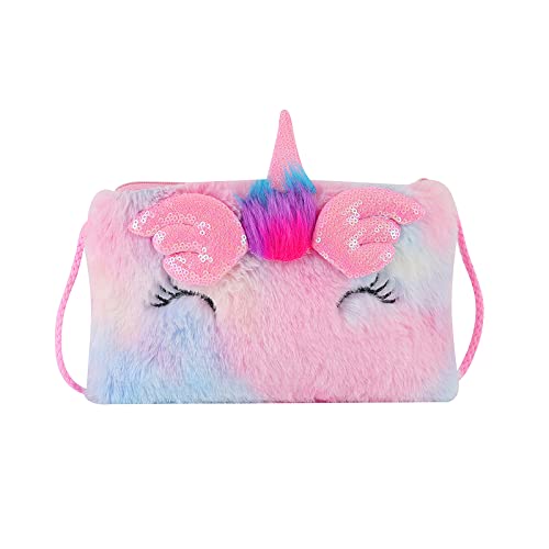 Hifot Kinder Umhängetasche Mädchen, Einhorn Mini Plüsch Handtaschen Prinzessin Taschen Kinderrucksack Messenger Bag für Kinder Mädchen von Hifot