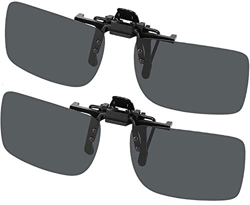 Hifot Aufsatz Clip-on Sonnenbrille 2 Pack, Polarisierte Linse Passen Über Korrekturbrillen, Flip-up Randlose Myopie Sonnenbrille für Frauen und Männer von Hifot