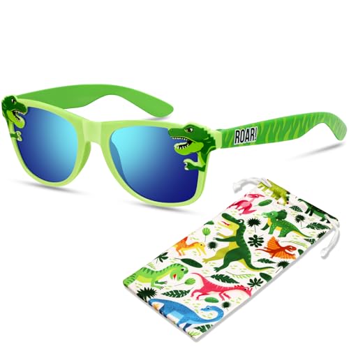Hifot Sonnenbrille Kinder Jungen Mädchen, Dinosaurier Sonnenbrille Jungen 3-10 Jahren, Kinder Sonnenbrillen mit UV-Schutz, Kindersonnenbrille ab 3 Jahre mit Brillenbeutel für Sommer Freien Strand Hifot Sonnenbrille Kinder Jungen Mädchen, Dinosaurier Sonnenbrille Jungen 3-10 Jahren, Kinder Sonnenbrillen mit UV-Schutz, Kindersonnenbrille ab 3 Jahre mit Brillenbeutel für Sommer Freien Strand von Hifot