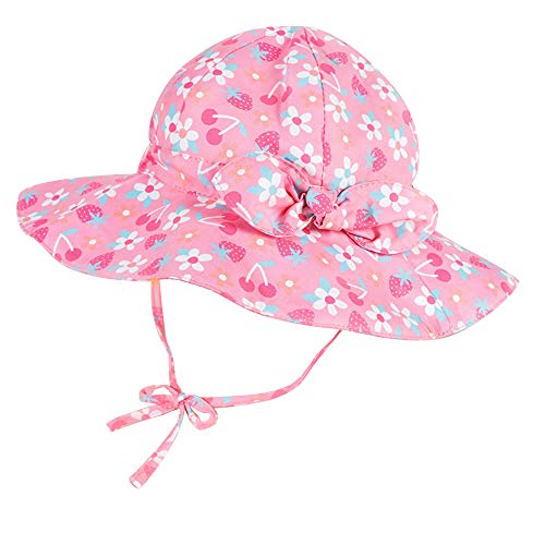 Mädchen Sonnenhut Kinder Verstellbarer Hut mit breiter Krempe Sonnenschutz Sommer UPF 50 für Baby Säugling Kind Kleinkind Breiter Krempe Strand Cap von Hifot