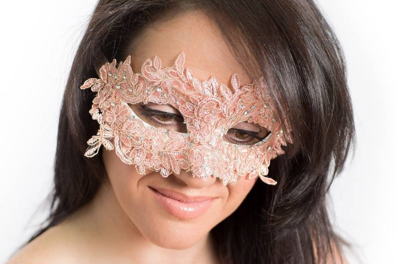 Damen Maske Rose Pink Spitze Rosa Masquerade Hochzeitsmaske Partymaske Abschlussball-Masken Spitzenmasken Hochzeit Brautmaske Masken von HigginsCreek