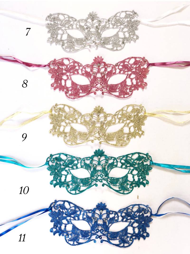 Frauen Spitze Maske L Maskenball Royal Blau Silber Party von HigginsCreek