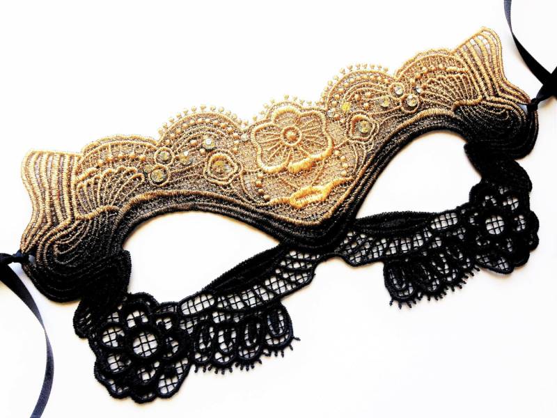 Gold Schwarz Fledermaus Maske - Damen Tier Spitze Für Halloween Cosplay Kostüm Party von HigginsCreek