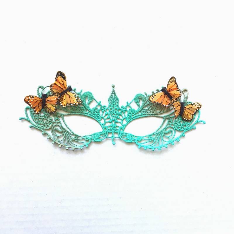 Kinder Mädchen Türkis Spitze Schmetterling Maskerade Maske von HigginsCreek