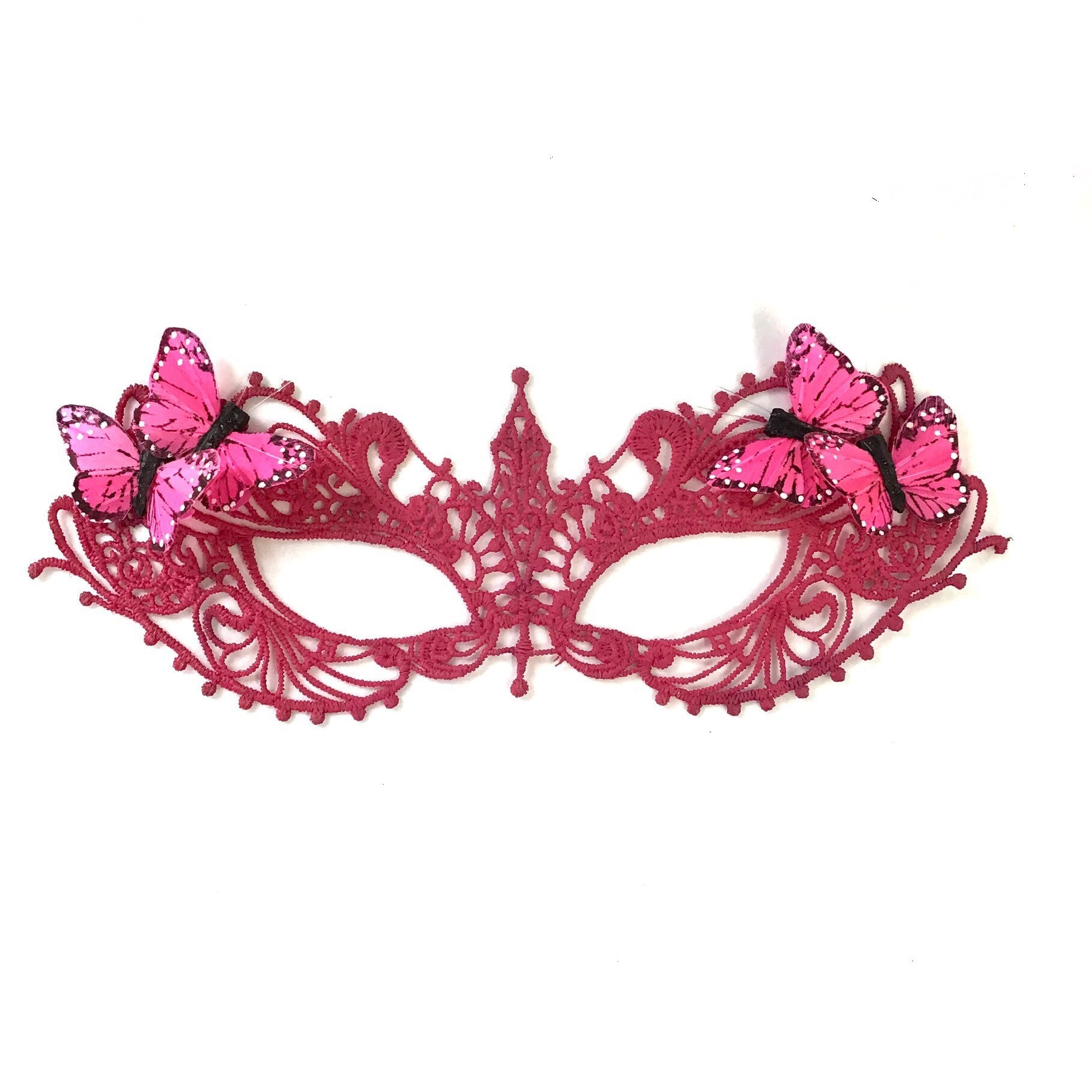 Mädchen Halloween Maske L Kinder Pinke Spitzenmaske Lila Schmetterling Masquerade Strass Besetzte Rosa Geburtstagsmaske von HigginsCreek