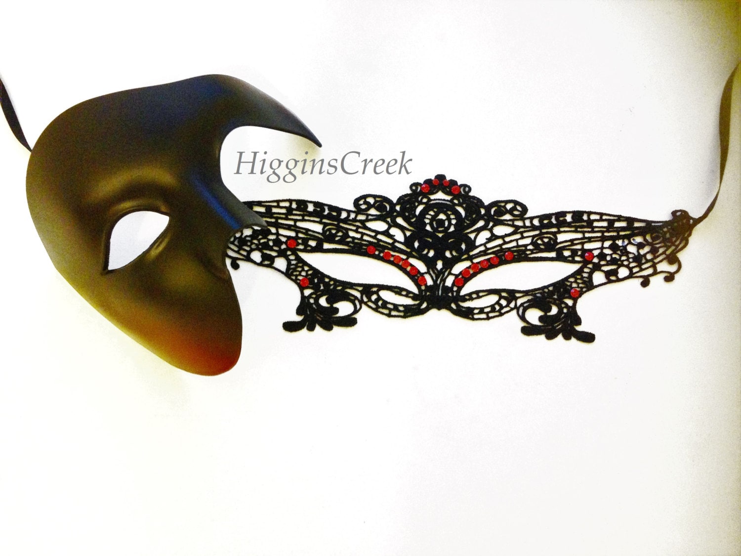 Schwarz Rot Paare Maskerade Maske von HigginsCreek