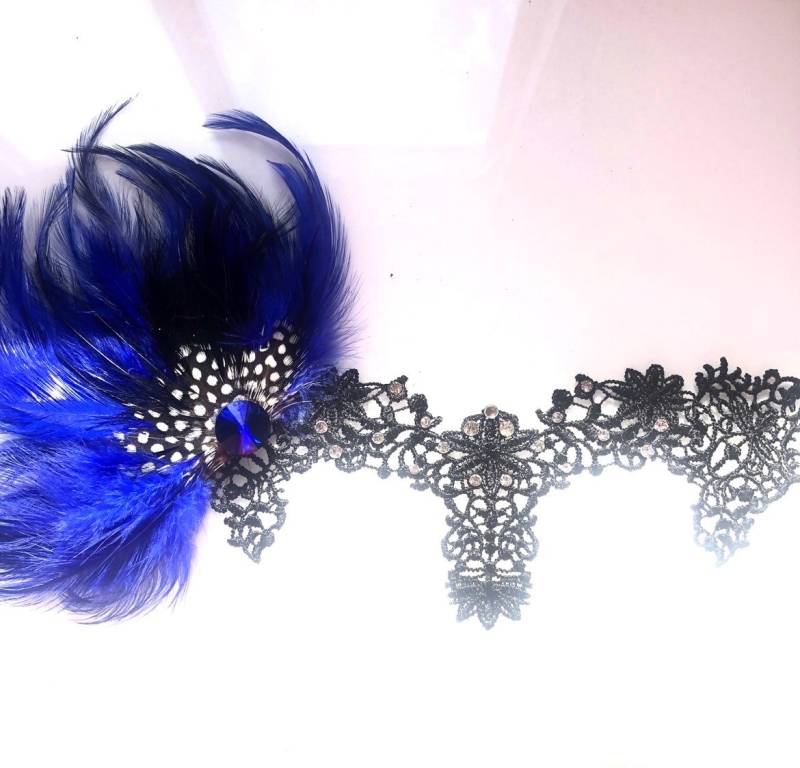 Schwarze Spitzenmaske Frau Für Brille Mit Blauer Federmaske, Frauen, Masquerade Masken Brillenträger, Maske Brille, Schwarze Spitzenmasken von HigginsCreek