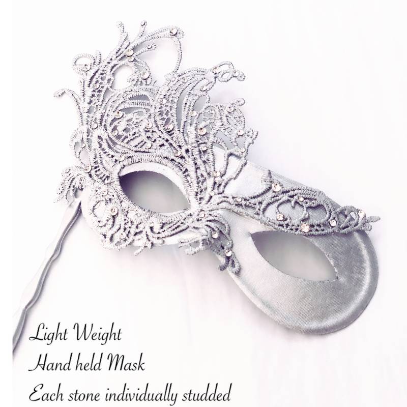 Stick Masquerade Masken Spitze, Auffällige Masken, Mit Steinen, Schöne Für Maskenball von HigginsCreek