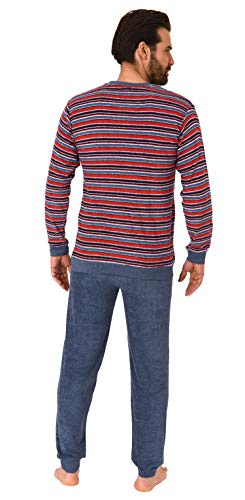 Herren Frottee Pyjama, Schlafanzug mit Bündchen - in toller Streifenoptik - 291 101 13 003, Größe2:48, Farbe:Jeans-Melange von High Class by Normann