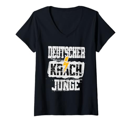 Damen Deutscher Krach Junge T-Shirt mit V-Ausschnitt Damen Deutscher Krach Junge T-Shirt mit V-Ausschnitt von High Culture Chaos