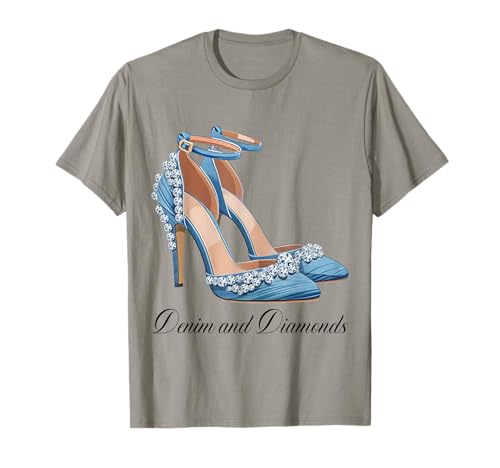 Denim und Diamanten Outfit Junggesellinnenabschied Mädchen Damen T-Shirt Denim und Diamanten Outfit Junggesellinnenabschied Mädchen Damen T-Shirt von High Heels Denim And Diamonds Party Outfit Ideas