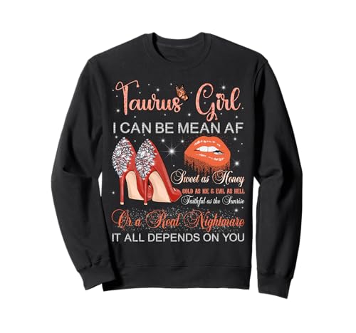 Stier Mädchen Geburtstag High Heels Tropfende Lippen Schmetterling Sweatshirt von High Heels Dripping Lips Taurus Girl Birthday
