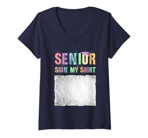 Damen Offiziell Senior Class of 2026 Graduates Sign My Shirt T-Shirt mit V-Ausschnitt Damen Offiziell Senior Class of 2026 Graduates Sign My Shirt T-Shirt mit V-Ausschnitt von High School 12 Years Later Party Girls Senior We