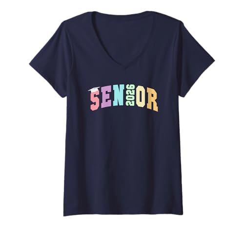 Damen Senior Final Level Fast There Jahrbuch Retroklasse von 2026 T-Shirt mit V-Ausschnitt Damen Senior Final Level Fast There Jahrbuch Retroklasse von 2026 T-Shirt mit V-Ausschnitt von High School 12th Grade 12 Years Later Senior Girls