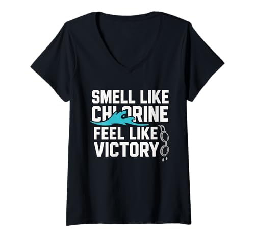 Damen Schwimmer Wettkampfschwimmen Jugendliche treffen individuelle Motivation T-Shirt mit V-Ausschnitt Damen Schwimmer Wettkampfschwimmen Jugendliche treffen individuelle Motivation T-Shirt mit V-Ausschnitt von High School Swim Team Funny Quote Lap Practice