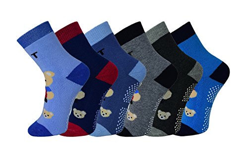 HighClassStyle 6 Paar Jungen Thermo Socken mit ABS Warme Kinder Strümpfe 93% Baumwolle Bunt + Silikon Armband A.N14 (21-25) von HighClassStyle