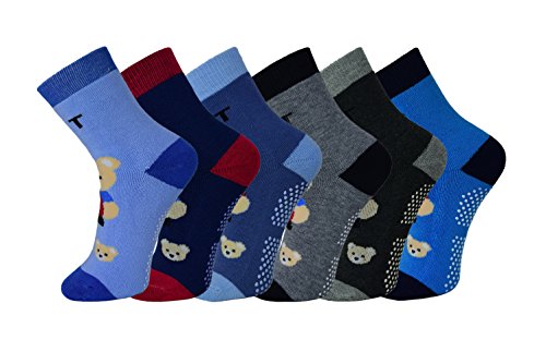 HighClassStyle 6 Paar Jungen Thermo Socken mit ABS Warme Kinder Strümpfe 93% Baumwolle Bunt + Silikon Armband A.N14 (32-36) von HighClassStyle