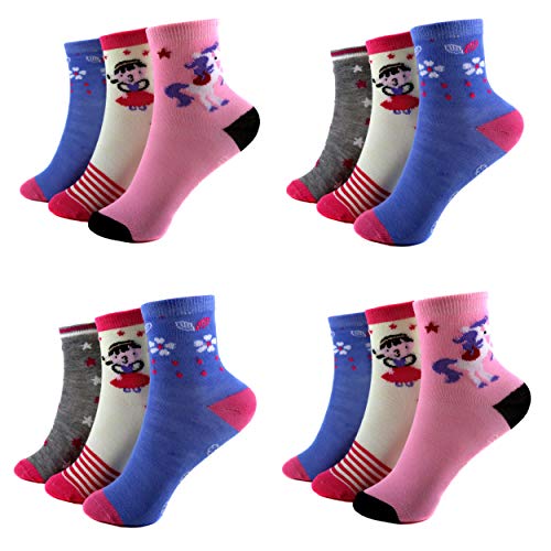 HighClassStyle 12 Paar Kids Mädchen ABS Socken Kinder Ladies Anti-rutsch Strümpfe 85% Baumwolle Bunt Gr. 27-39 A.No-2015 (36-39, 2015) von HighClassStyle