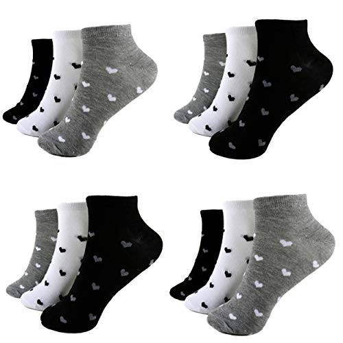 HighClassStyle 12 Paar Ladies Socken Mädchen Sneaker Damen Strümpfe 95% Baumwolle Gr. 35-40 Bunt Art. BD- (35-40, BD-1011) von HighClassStyle