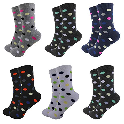 HighClassStyle 6 Paar Damen Weiche Thermo Socken Warme Mädchen Strümpfe Baumwolle Gr. 35-42 Einzigartige Muster - Farbenvielfalt (35-38, S-24625 (Punkt)) von HighClassStyle