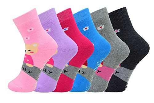 HighClassStyle 6 Paar Mädchen Thermo Socken mit ABS Warme Kinder Strümpfe 93% Baumwolle Bunt + Silikon Armband A.N14 (17-20) von HighClassStyle