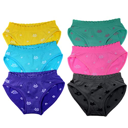 HighClassStyle 6er Pack Mädchen Slip Girls Shorts Kinder Sport Unterhosen Kids Unterwäsche Größe 104-164 A.6199 (116-122 (7-9), Katze 6199) von HighClassStyle