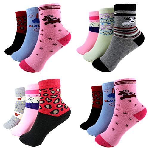 HighClassStyle Mädchen Thermo Socken Warme Kinder Strümpfe Baumwolle Gr. 23-38 Bunt 6 Paar (27-30, S22610) von HighClassStyle