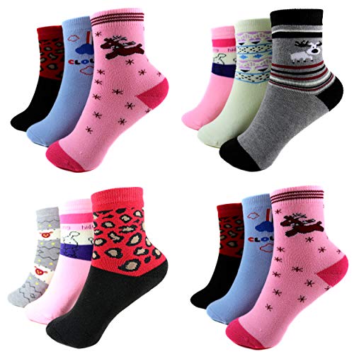 HighClassStyle Mädchen Thermo Socken Warme Kinder Strümpfe Baumwolle Gr. 23-38 Bunt 6 Paar (31-34, S22610) von HighClassStyle