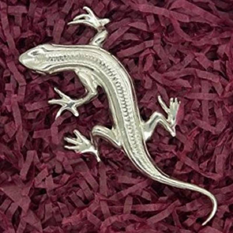 Eidechsenbrosche, Eidechsengeschenk, Handgefertigter Schmuck, Von William Sturt Aus Deutschem Zinn Handgegossen von HighCountryPewter